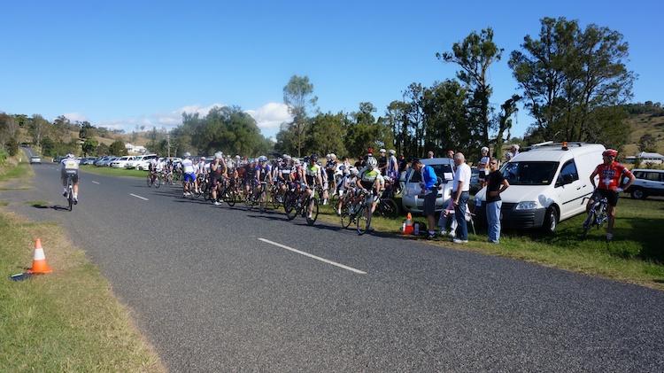 Riders line up for the start Riders line up for the start